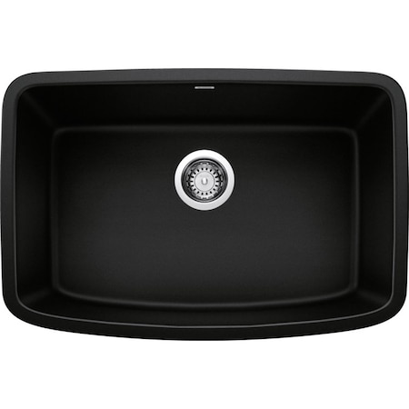 Blanco Valea Silgranit 27" Single Bowl Undermount Kitchen Sink - Coal Black 442941